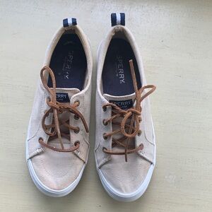 Sperry Beige Canvas Casual Sneakers with rawhide laces Size 7.5